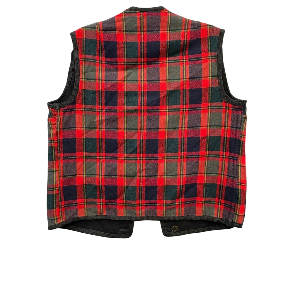 Vintage Vest Reversible Red Green Plaid 90s Preppy Grunge Layering Cabin S - Picture 2 of 7